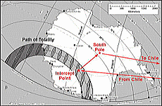 南極・皆既日食 - 皆既日食観測航空ルートマップ -